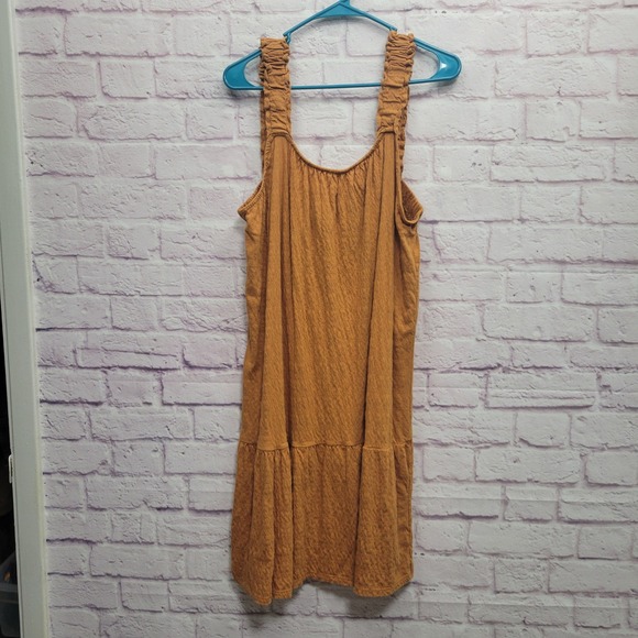 Wonderly Dresses & Skirts - Wonderly Orange Tiered Babydoll Mini Dress XL Ruched Strap Boho Y2K Cottagecore